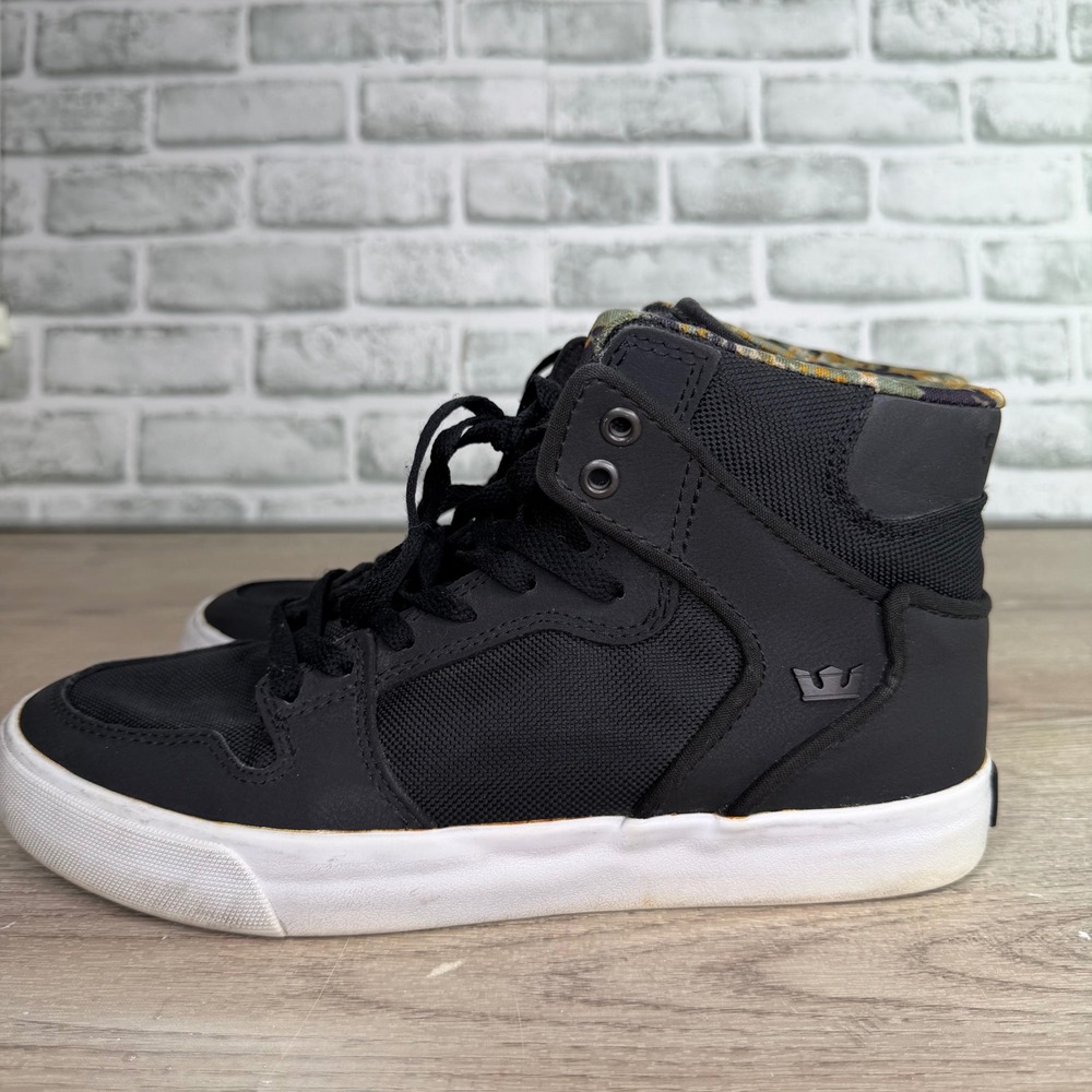 Supra Vaider High Top Sneakers Mens 8.5 Black Camo Skate Shoes S28235